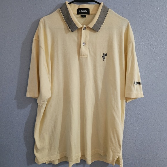 Ashworth Golf Polo Men's Size M Vintage Yellow - Picture 2 of 10
